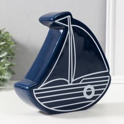 Копилка для денег «Парусник», керамика, синий, 20×5.2×19.5 см