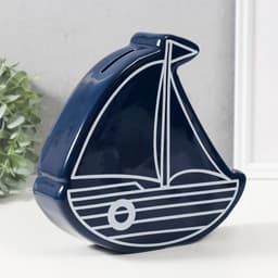 Копилка для денег «Парусник», керамика, синий, 20×5.2×19.5 см