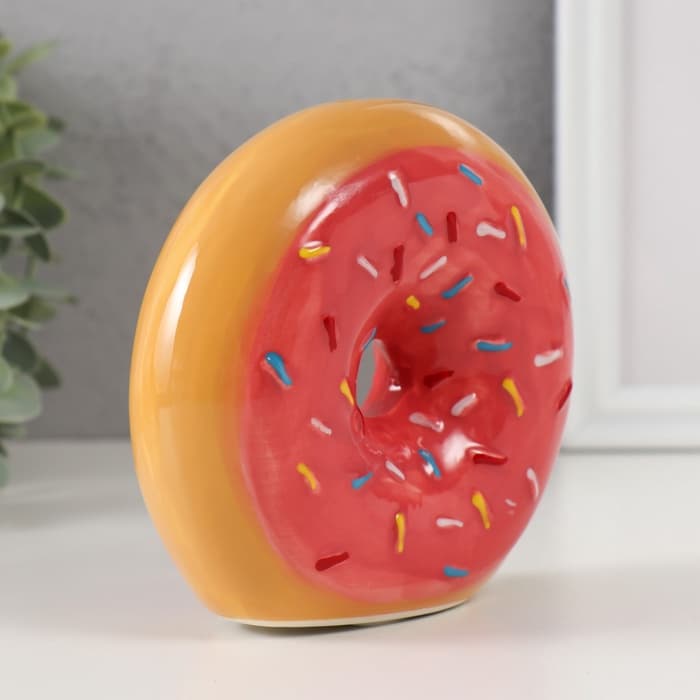 Копилка для денег «Пончик в глазури с посыпкой», керамика, 12.5×4.7×11.7 см