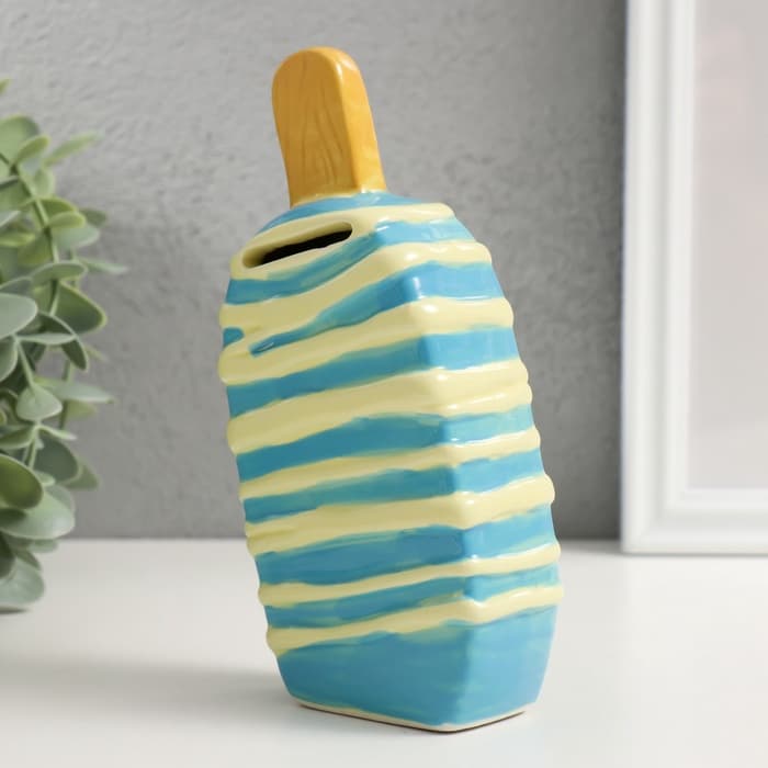 Копилка для денег «Подтаявшее эскимо», керамика, 8.2×3.8×15.5 см