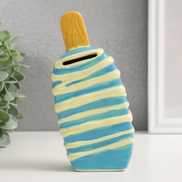 Копилка для денег «Подтаявшее эскимо», керамика, 8.2×3.8×15.5 см