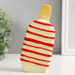Копилка для денег «Подтаявшее эскимо», керамика, красные полоски, 8.2×3.8×15.5 см