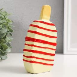 Копилка для денег «Подтаявшее эскимо», керамика, красные полоски, 8.2×3.8×15.5 см