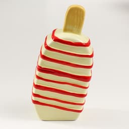Копилка для денег «Подтаявшее эскимо», керамика, красные полоски, 8.2×3.8×15.5 см