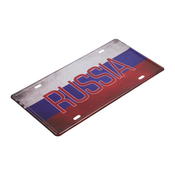 Декоративный номерной знак, «Россия», металл, 30×15 см