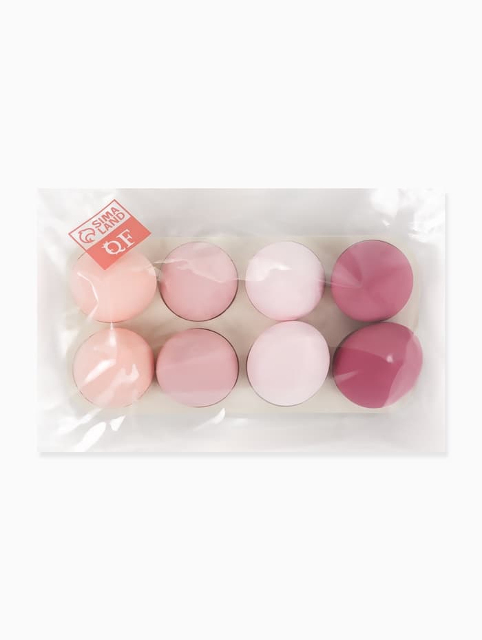 Спонжи для макияжа, набор - 8 шт., увеличиваются при намокании, розовые