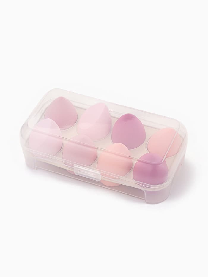 Спонжи для макияжа, набор - 8 шт., увеличиваются при намокании, розовые