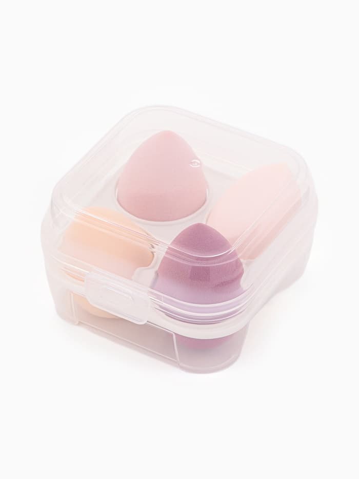 Спонжи для макияжа, набор - 4 шт., увеличиваются при намокании, розовые