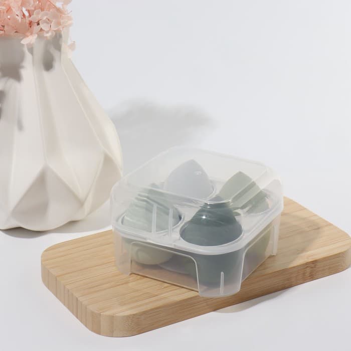 Спонжи для макияжа, набор - 4 шт., увеличиваются при намокании, цвет зелёный