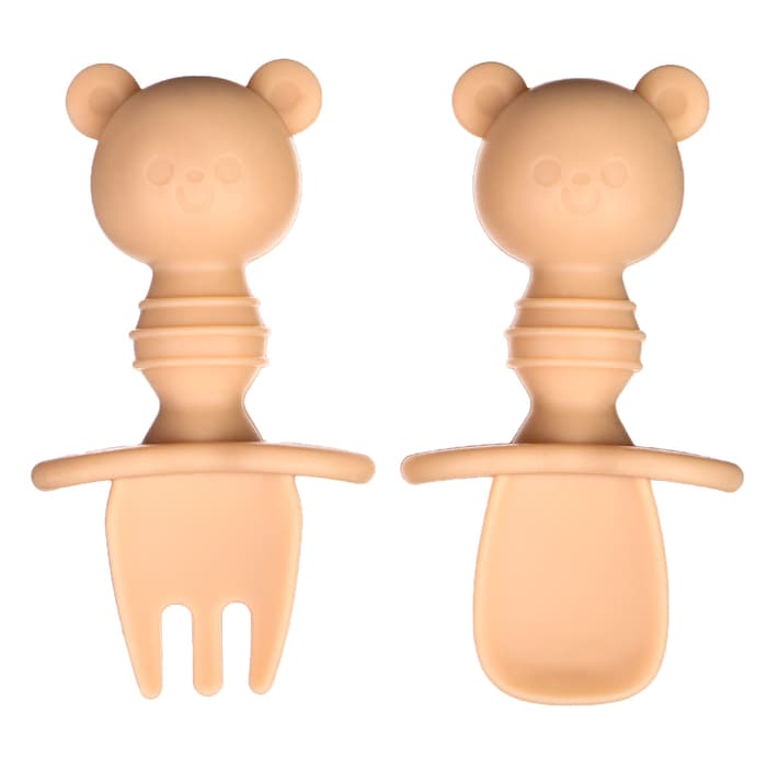 Набор детских столовых приборов «Медвежата», вилка, ложка, бежевый