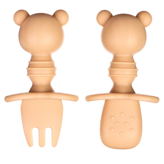 Набор детских столовых приборов «Медвежата», вилка, ложка, бежевый