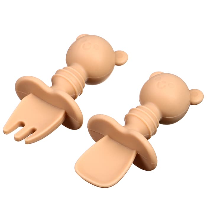 Набор детских столовых приборов «Медвежата», вилка, ложка, бежевый