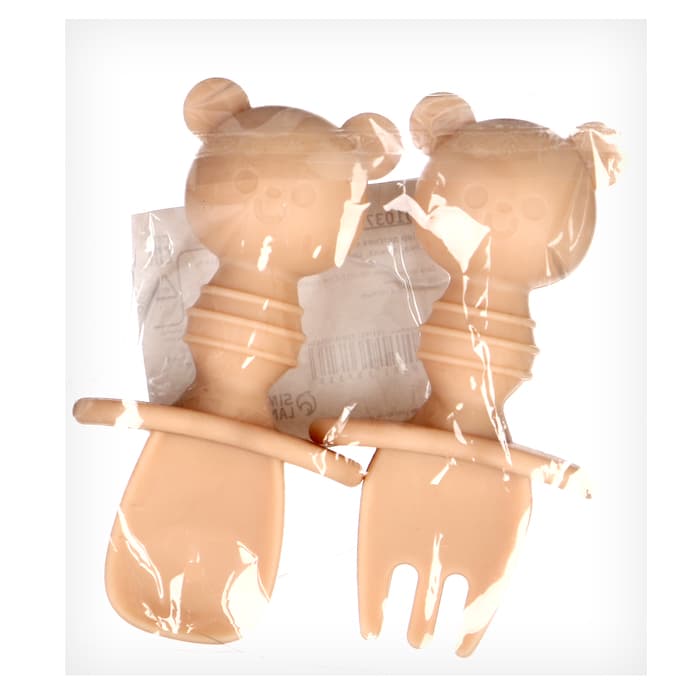 Набор детских столовых приборов «Медвежата», вилка, ложка, бежевый