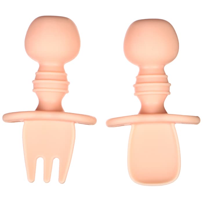 Набор детских столовых приборов, вилка, ложка, нежно - розовый