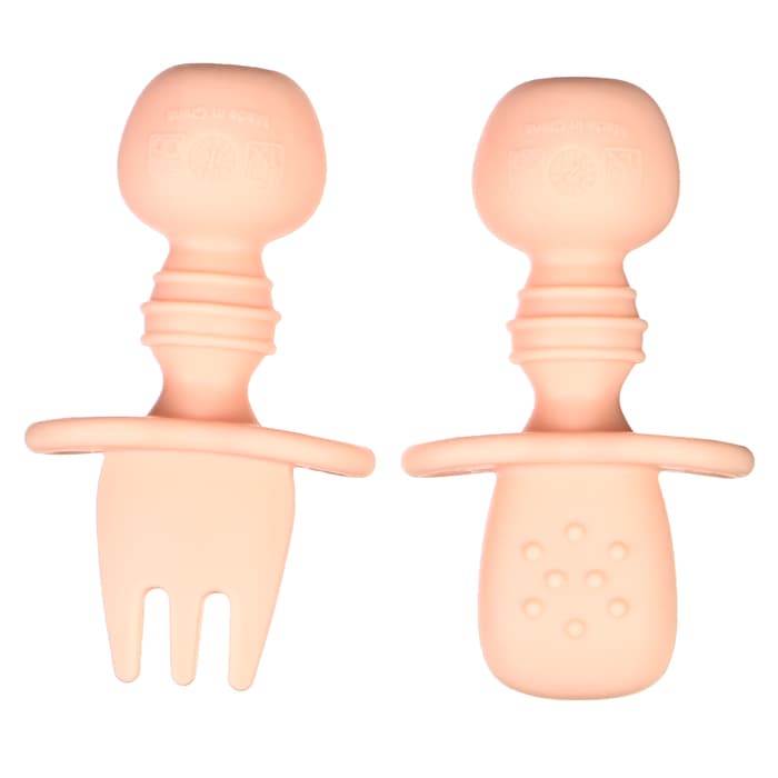 Набор детских столовых приборов, вилка, ложка, нежно - розовый