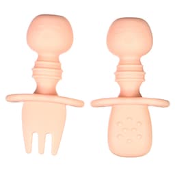 Набор детских столовых приборов, вилка, ложка, нежно - розовый