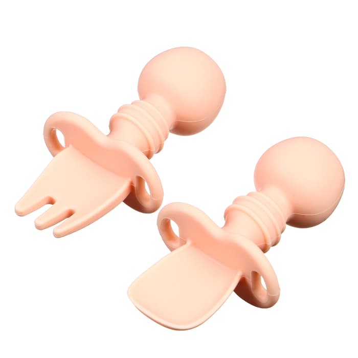 Набор детских столовых приборов, вилка, ложка, нежно - розовый