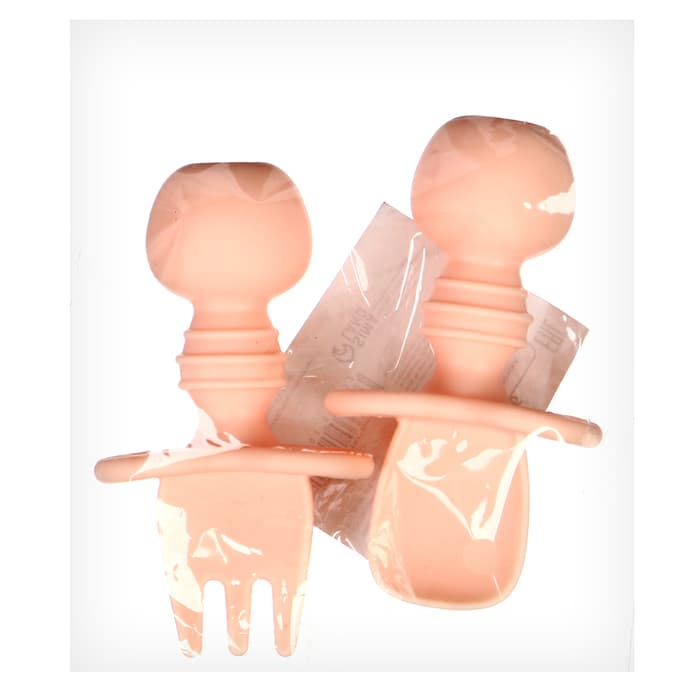 Набор детских столовых приборов, вилка, ложка, нежно - розовый