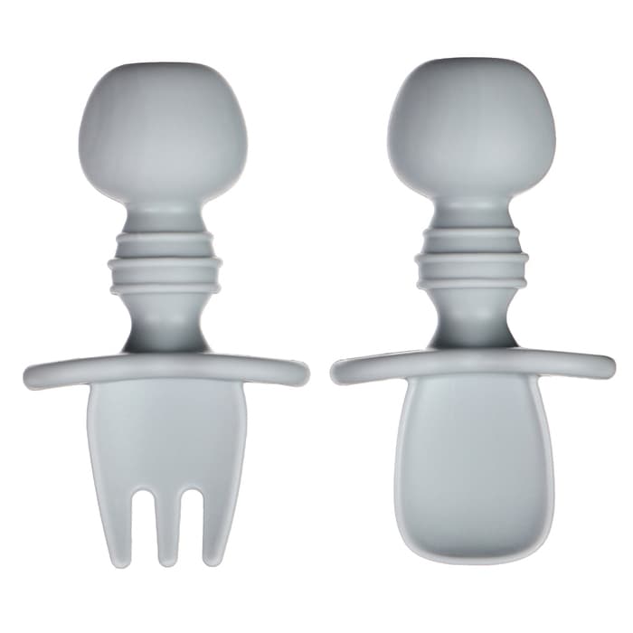 Набор детских столовых приборов, вилка, ложка, серый