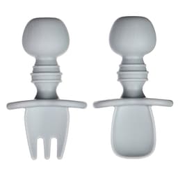 Набор детских столовых приборов, вилка, ложка, серый