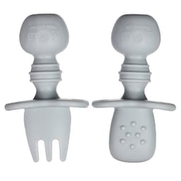 Набор детских столовых приборов, вилка, ложка, серый