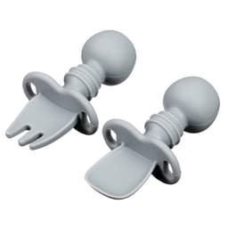 Набор детских столовых приборов, вилка, ложка, серый