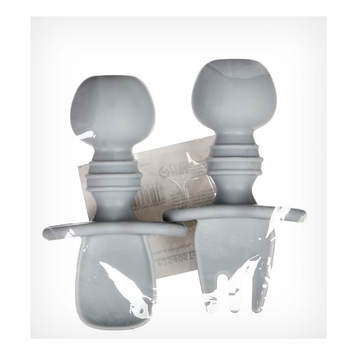 Набор детских столовых приборов, вилка, ложка, серый