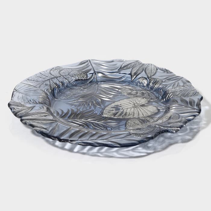 Тарелка «Арабис», d=21.5 см, стекло, голубая