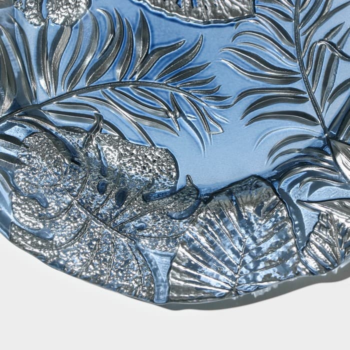 Тарелка «Арабис», d=21.5 см, стекло, голубая