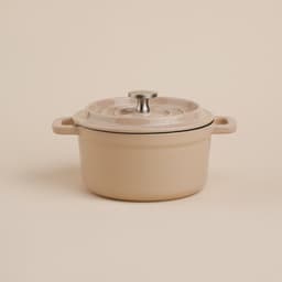 Кастрюля SL Home «Андалусия», 750 мл, d=14 см, h=7 см, с крышкой, на деревянной подставке, эмалированное покрытие, индукция, чугун, бежевая