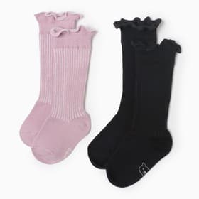 Гольфы для девочки «Крошка Я» BASIC LINE, набор 2 пары, розовые, чёрные, размер 10-12 см (9-12 мес.)