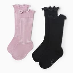 Гольфы для девочки «Крошка Я» BASIC LINE, набор 2 пары, розовые, чёрные, размер 10-12 см (9-12 мес.)