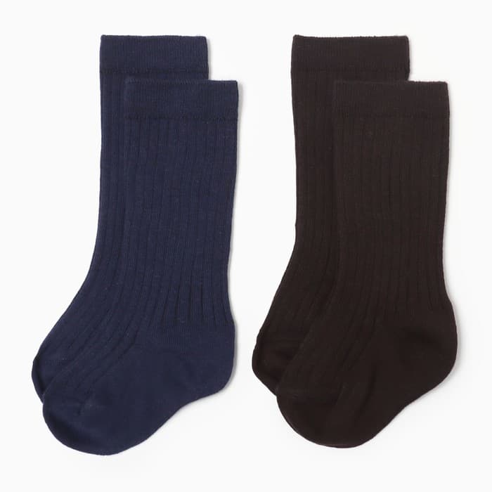 Гольфы детские «Крошка Я» BASIC LINE, 2 пары, 12-14 см, коричневые, синие