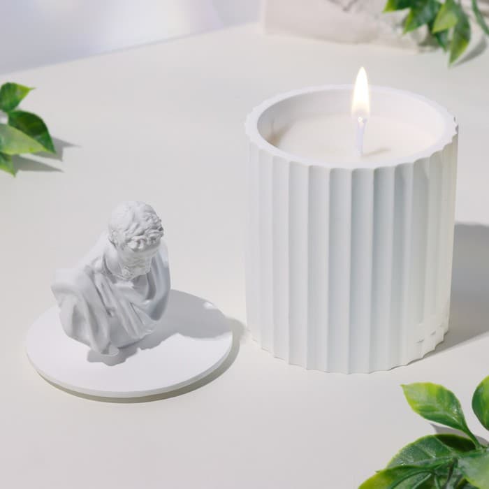 Ароматическая свеча в подсвечнике «Микеланджело», 13×7 см, сочный лимон, соевый воск, 160 г