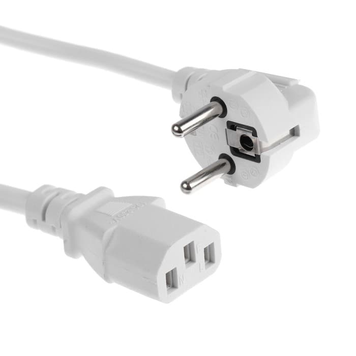 Кабель питания Luazon KDGN-005, Schuko - C13, 10 А, 1.5 м, трёхжильный, белый