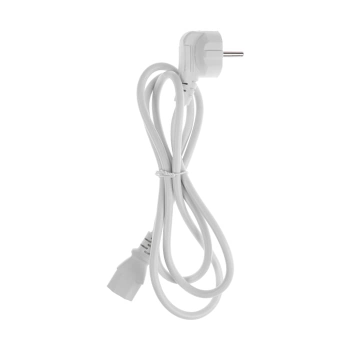 Кабель питания Luazon KDGN-005, Schuko - C13, 10 А, 1.5 м, трёхжильный, белый