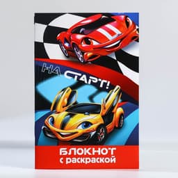 Подарочный набор, блокнот - раскраска, мелки 4 шт. «Гонщику»