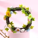 Пасхальный декор, венок на пасху «Яйца и цветы» 20×18×4 см