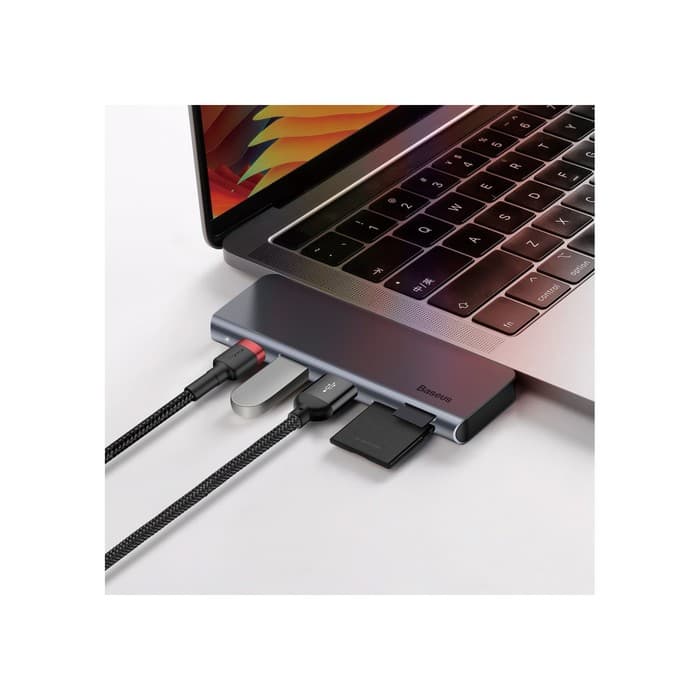 Адаптер-разветвитель (HUB) Baseus UCN3266, Type-C - 2xUSB3.0 + PD + TF/SD, серый