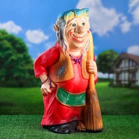 Садовая фигура из гипса «Бабка-Ёжка стоя», 33×35×65 см, МИКС