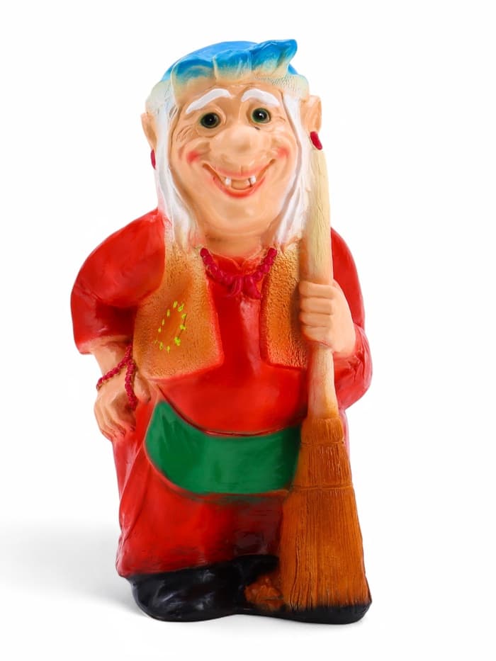 Садовая фигура из гипса «Бабка-Ёжка стоя», 33×35×65 см, МИКС