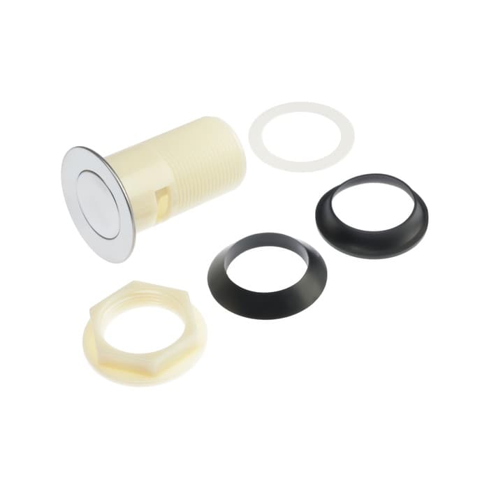 Донный клапан ZEIN BP3, корпус пластик, малая кнопка, нержавеющая сталь, с переливом