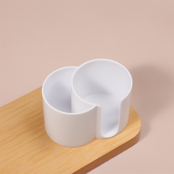 Органайзер для хранения ватных палочек и дисков, 2 секции, 9.5×6×6 см, белый