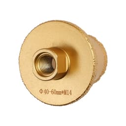 Коронка алмазная ТУНДРА, для УШМ, для отверстий под слив, по плитке, мрамору, 40/60 мм, М14