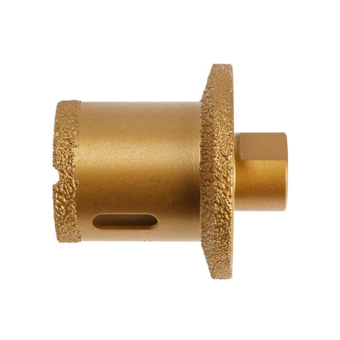 Коронка алмазная ТУНДРА, для УШМ, для отверстий под слив, по плитке, мрамору, 40/60 мм, М14