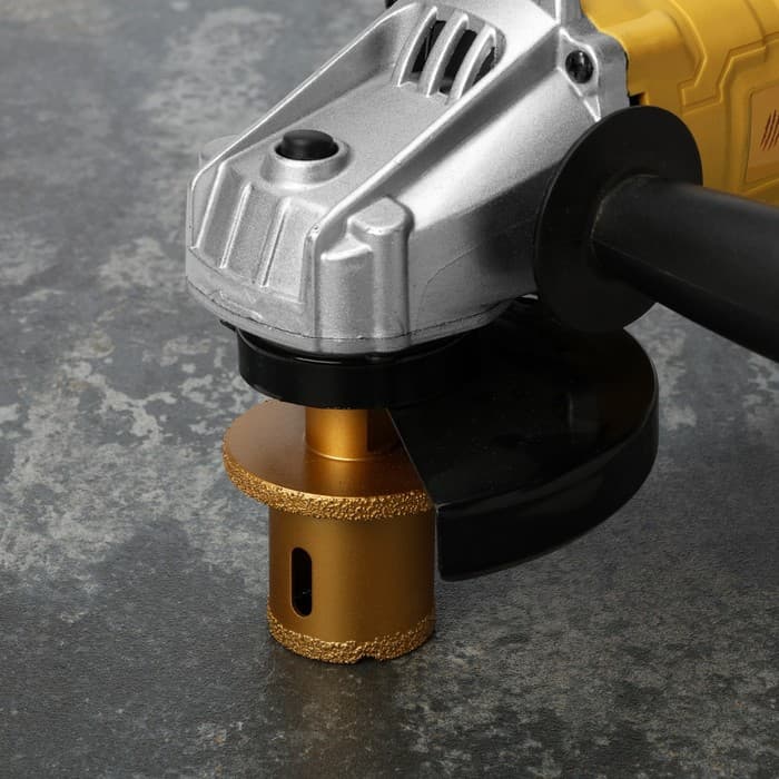 Коронка алмазная ТУНДРА, для УШМ, для отверстий под слив, по плитке, мрамору, 40/60 мм, М14