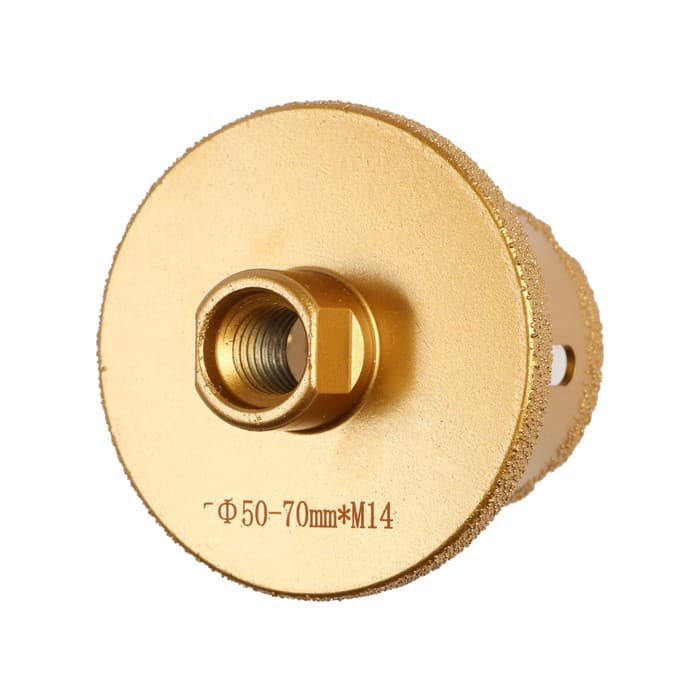 Коронка алмазная ТУНДРА, для УШМ, для отверстий под слив, по плитке, мрамору, 50/70 мм, М14