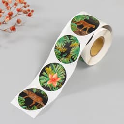 Наклейка бумага «Гепарды», тиснение золото, d=3.8 см, 252 шт. в рулоне