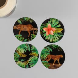 Наклейка бумага «Гепарды», тиснение золото, d=3.8 см, 252 шт. в рулоне