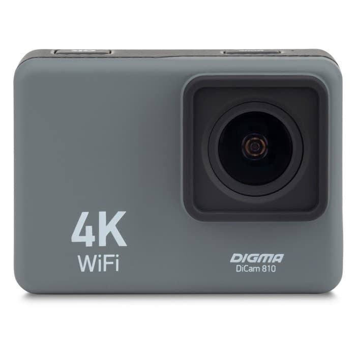 Экшн-камера Digma DiCam 810, 3840х2160 - 60 fps, 900 мАч, microSD, аквабокс + набор креплений, серая